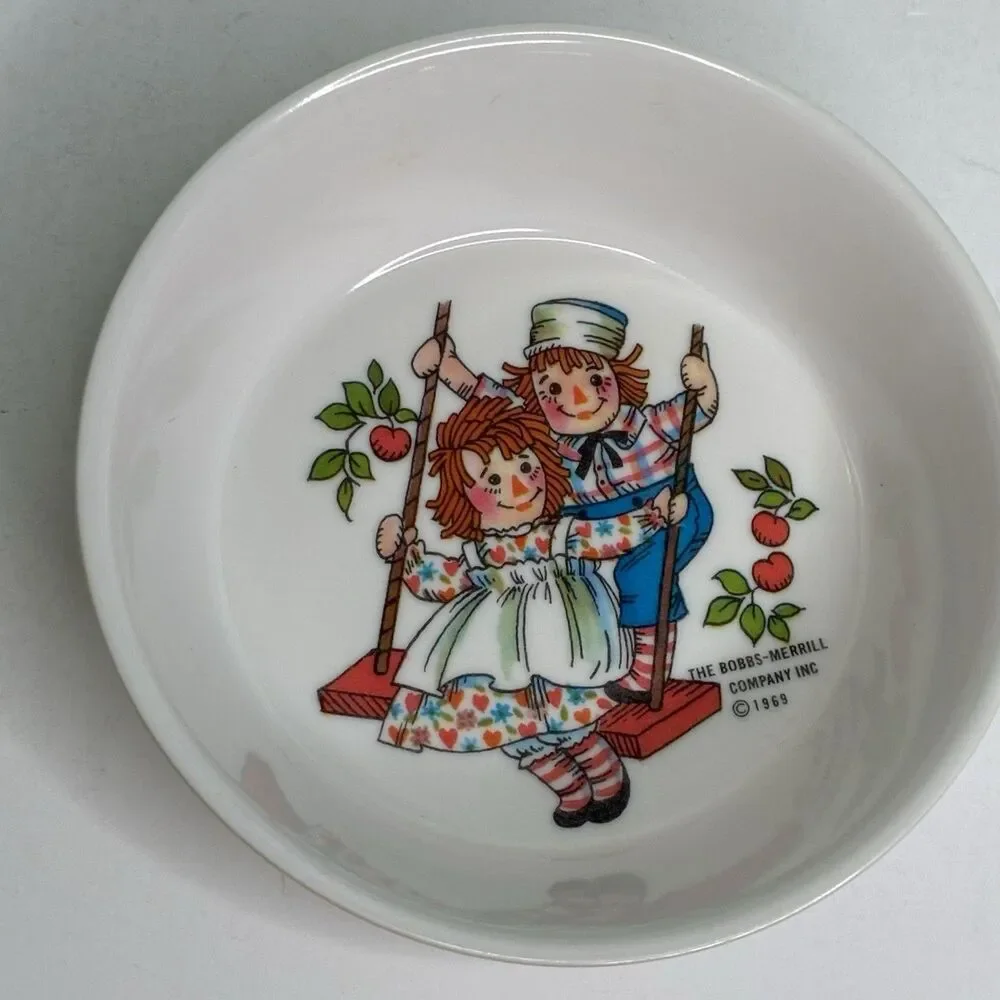 Vintage 1969 Raggedy Ann & Andy Children’s Dish Set Oneida Deluxe Set of 3